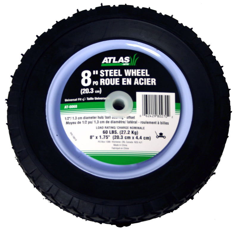 Atlas Steel Lawn Mower RePlacement Wheel with Ball Bearings, 8 in x 1.75-in Y4