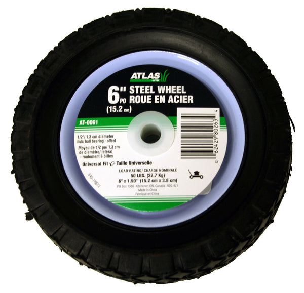 Atlas Steel Lawn Mower Wheel with Ball Bearings, 6-in x 1.5-in V9