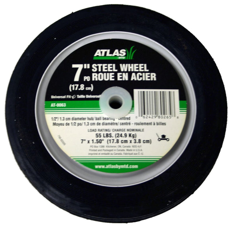 Atlas Steel Lawn Mower Wheel with Ball Bearings, 7-in x 1.5-in Q9