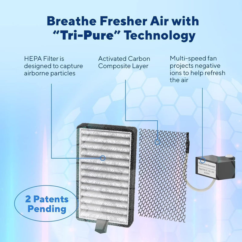 DSTx Portable Air Purifier - HEPA Filter, Plug-In Ionizer for Home, Bedroom, Pets, Smoke, Dust, and Odors S0
