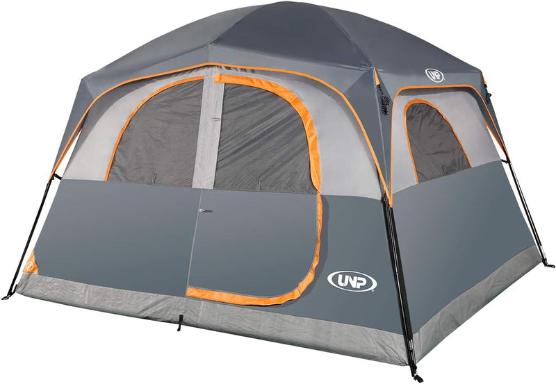 A 6-person waterproof and windproof portable family camping tent, with a double-layer structure, equipped with 1 mesh door and 5 large mesh windows - height of 10 feet × 9 feet × 78 inches (unit: inches) I2