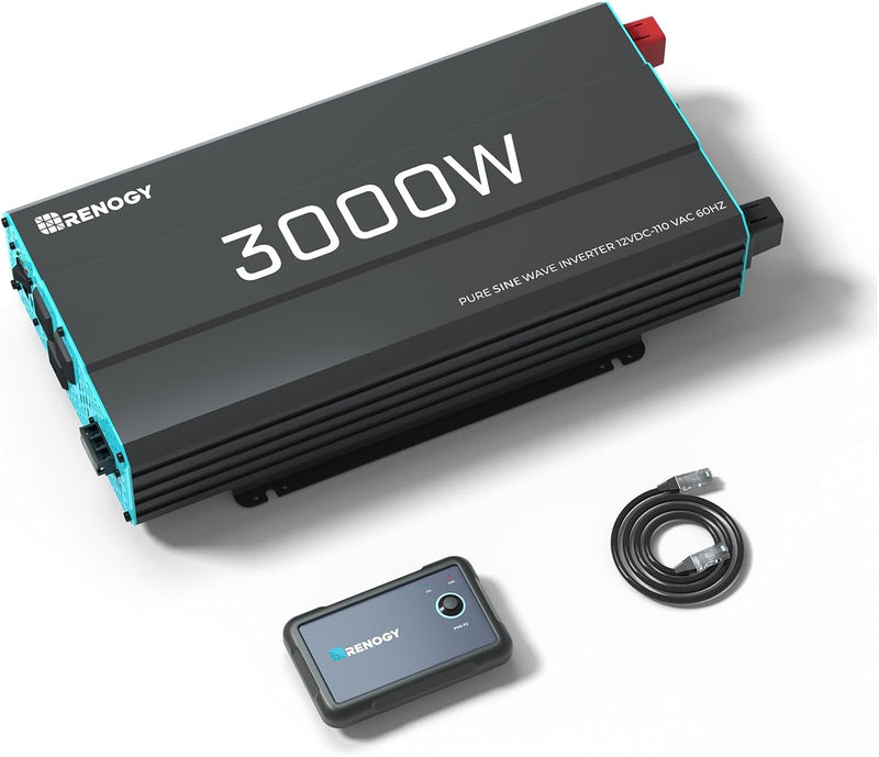 3000W Pure Sine Wave Inverter 12V DC to 120V AC Converter for Home, RV, Truck, Off-Grid Solar Power Inverter 12V to 110V with Built-in 5V/2.1A USB Port, AC Hardwire Port, Remote Controller B6