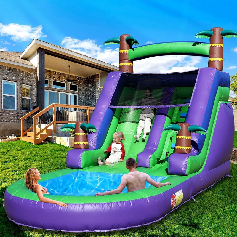 21FT(L) Commercial Grade Water Slide for Adults, (Heavy Duty Full PVC) (Big Splash Water Pool), 750w Blower, Inflatable Waterslide for Backyard, Outdoor Park, 21x9x12ft S0