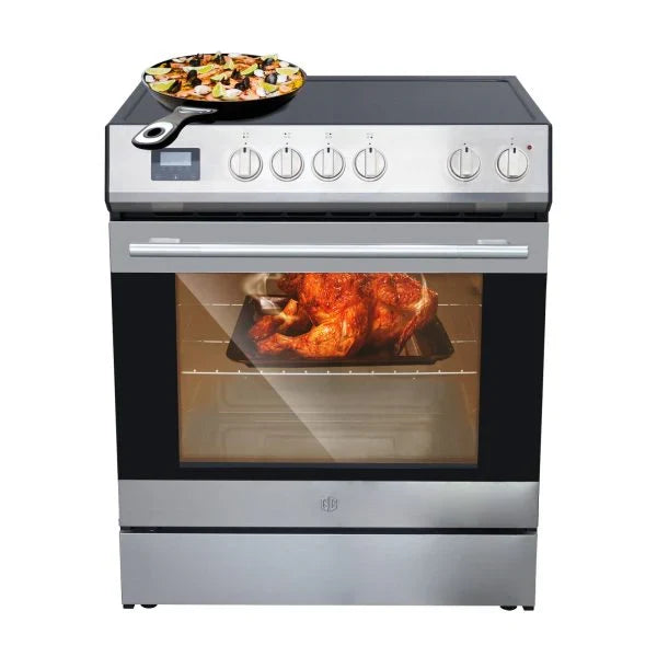 Front Control Electric Range Oven with 5 Cooktop Elements with 6 Cooking Power Options, Freestanding Oven, 5.0 cu. ft. Capacity Stainless Steel W9
