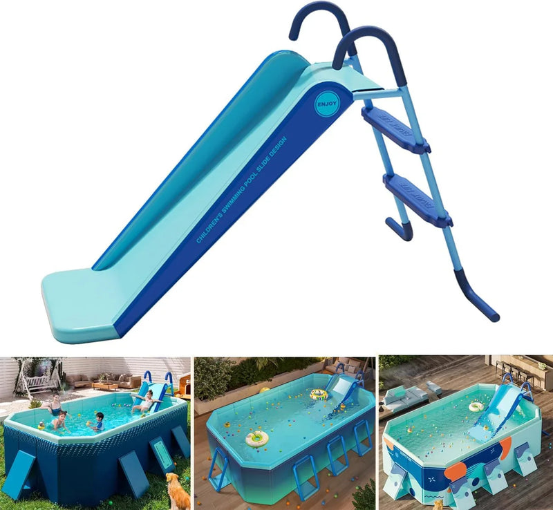 Pool Slide Inflatable Swimming Water Slide, Summer Swimming Pool Supplies Universal Trampoline Ladder Backyard Slide Home Playground Equipment W7
