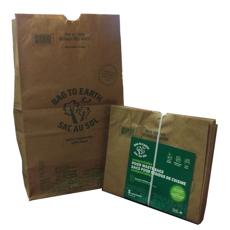 Bag to Earth Large Organic Compostable and Biodegradable Food Waste Bags, 5-pk, 45-L X7