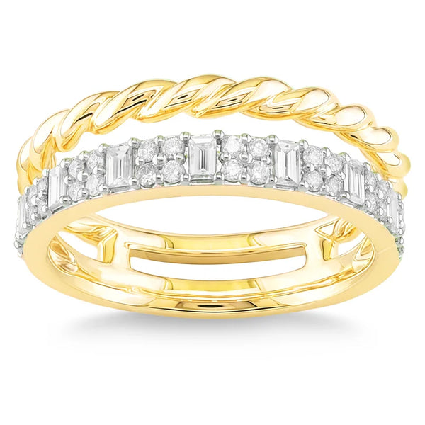 Baguette and Round Brilliant Diamond Ring (0.42 ctw) Y4