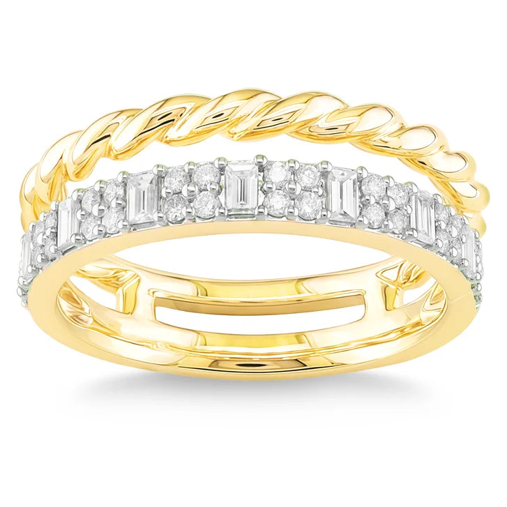 Baguette and Round Brilliant Diamond Ring (0.42 ctw) Y4