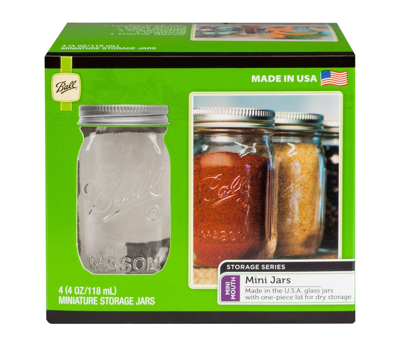 Ball Miniature Glass Jars with Storage Lids, 118 mL, 4 Count N5