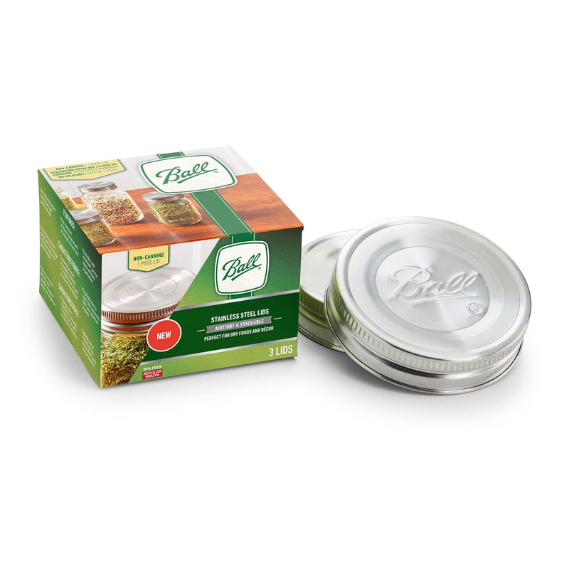 BALL Regular Mouth Stainless Steed Lids, Rust-Resistant, 3-pk L5