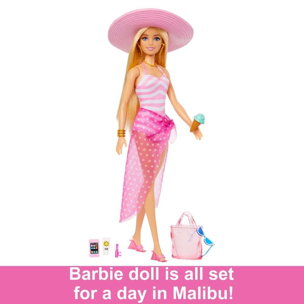 Barbie Beach-Themed Blonde Barbie Doll, Ages 3+