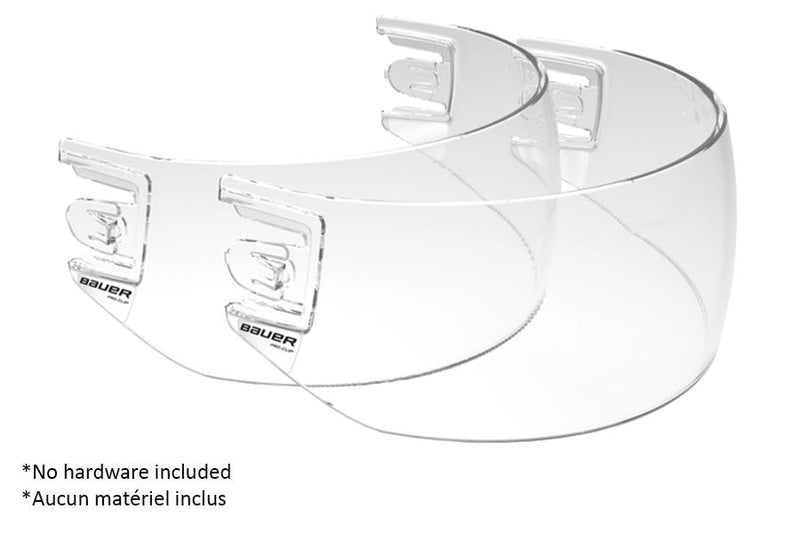 Bauer Pro-Clip Straight Hockey Helmet Visor Replacement without Clips, Junior/Senior, Clear, 2-pk P2