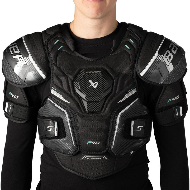 Bauer Supreme F40 Hockey Shoulder Pads, Intermediate, Black, Assorted Sizes P8