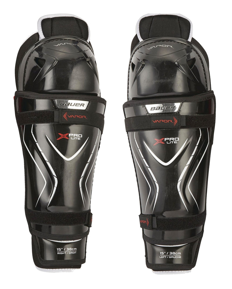 Bauer Vapor X Pro Lite Junior Hockey Shin Guards with Tapered Fit, Hyperlite HD Foam, Black B5