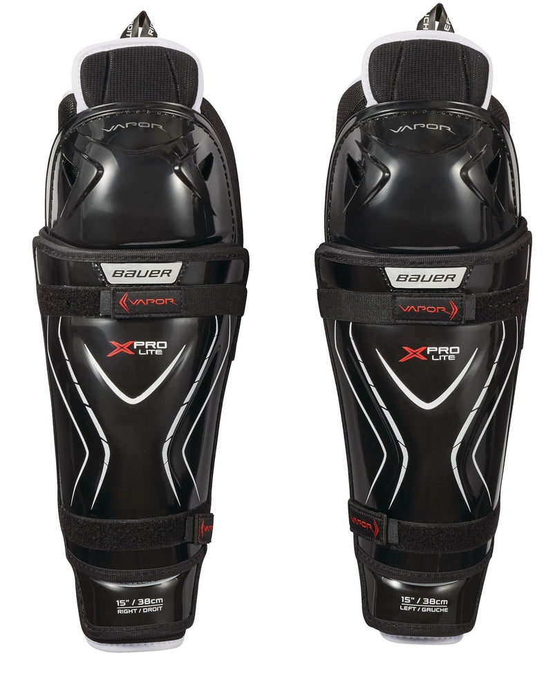 Bauer Vapor X Pro Lite Senior Hockey Shin Guards with Tapered Fit, Hyperlite HD Foam, Black R0