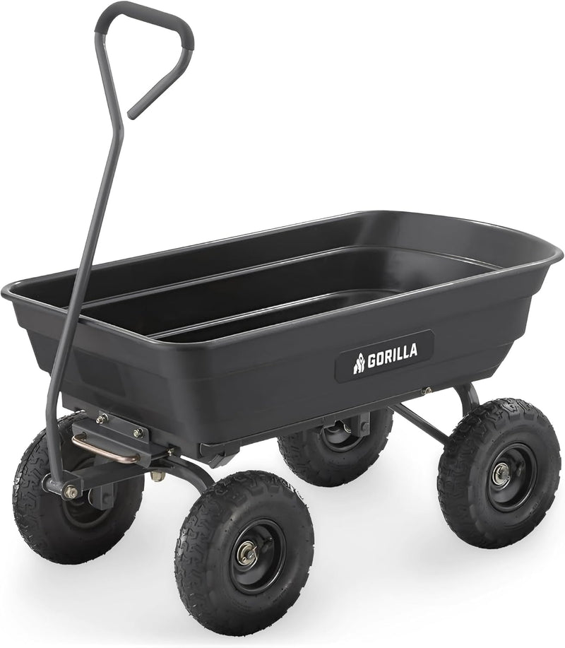 Heavy-duty multi-purpose garbage transfer cart garden cart, equipped with pneumatic tires, capacity 4 cubic feet - 600 pounds load capacity, outdoor wheeled cart, suitable for garden, gardening and landscaping work. R3