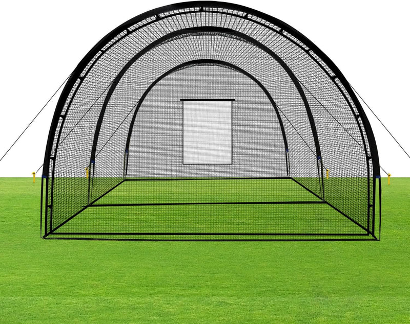 Baseball Batting Cage Net Batting Cages for Backyard Portable Baseball and Softball Batting Cages with Pitching Machine Hole and Detachable Door for Backyard Outdoor Hitting Practice Q9