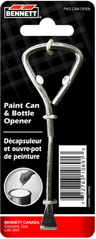 Bennett Metal Paint Can & Bottle Opener, Silver D2
