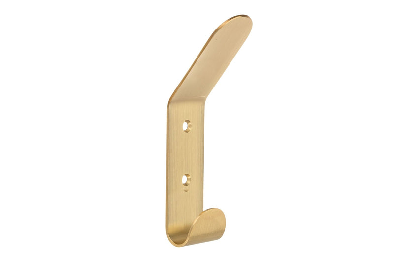 Bent Metal Double Hook, Satin Brass W2