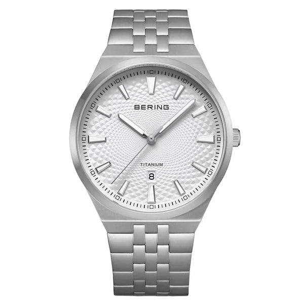 Bering Titanium White Silver-tone Guilloche Dial Men's Watch A4