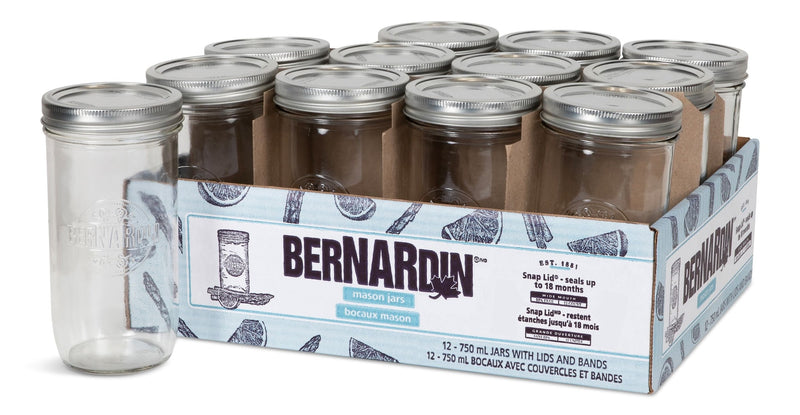 Bernardin Wide Mouth Mason Jars with Lids, 750-mL, 12-pk W7