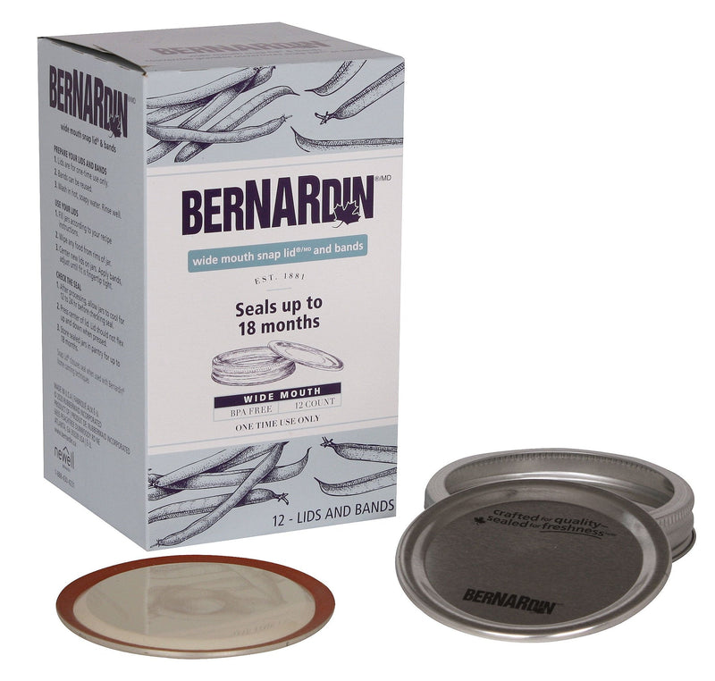 Bernardin Wide Mouth Replacement Snap Lids and Bands for Mason Jars, 12-pk L6