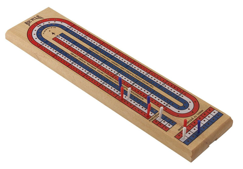 Bicycle 3-Track Color Coded Wooden Cribbage Board, Ages 14+ J6
