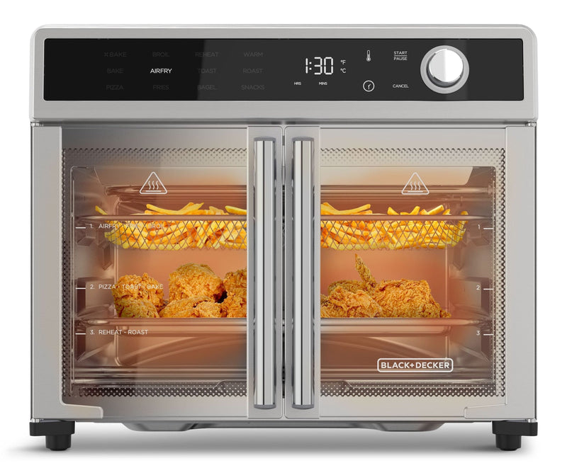 Black & Decker 12-in-1 French Door Digital Countertop Convection Oven with Air Fry, 6-Slices H4