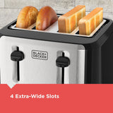 Black & Decker Extra Wide Slots Toaster with 7 Settings, 4-Slices