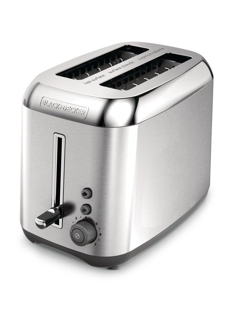 Black & Decker Kitchen Tools Extra Wide Slots Toaster with 7 Settings, Stainless Steel, 2-Slices W2