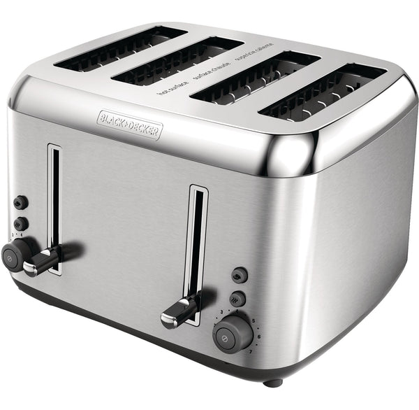 Black & Decker Toaster Kitchen Tools Extra Wide with 7 Settings, Stainless Steel, 4-Slices Q4
