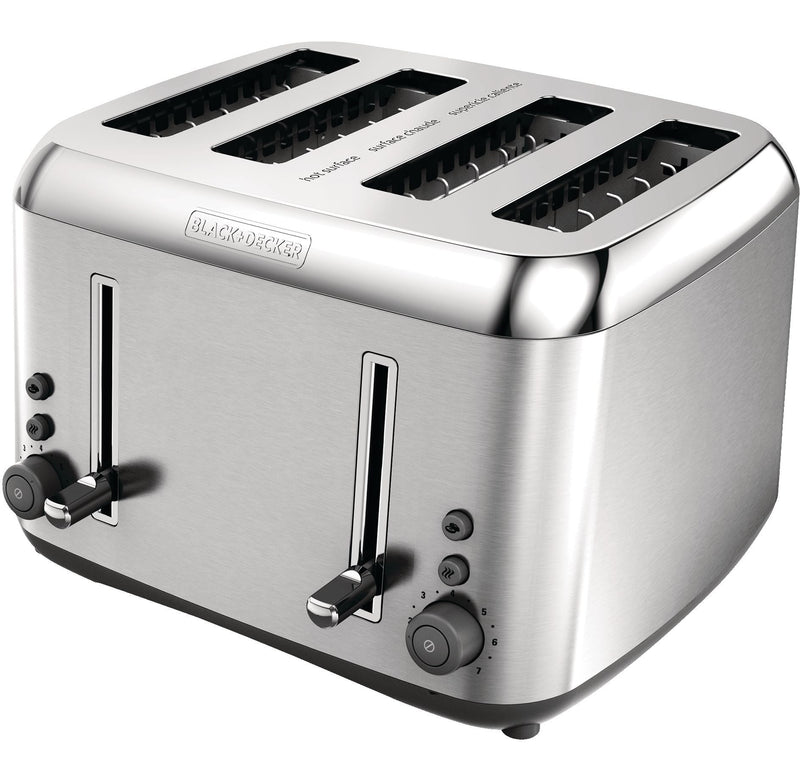 Black & Decker Toaster Kitchen Tools Extra Wide with 7 Settings, Stainless Steel, 4-Slices Q4