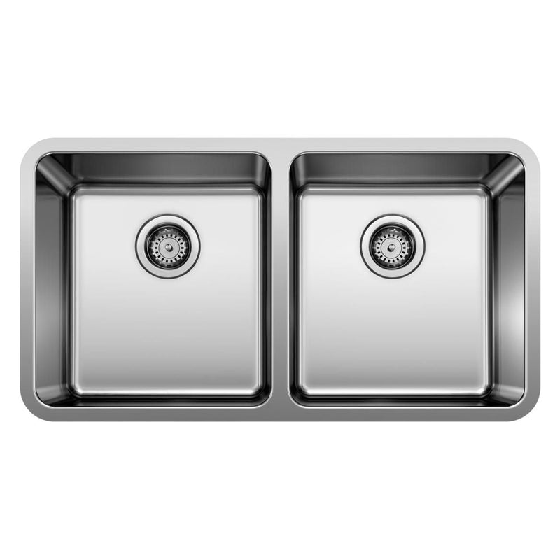 Blanco Formera 33-in 50/50 Double Bowl Undermount Stainless Steel Kitchen Sink O2