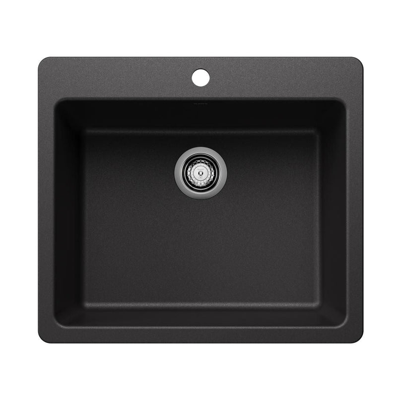 Blanco Liven SILGRANIT 25-in Single Bowl Dual Mount Kitchen Sink, Anthracite H1