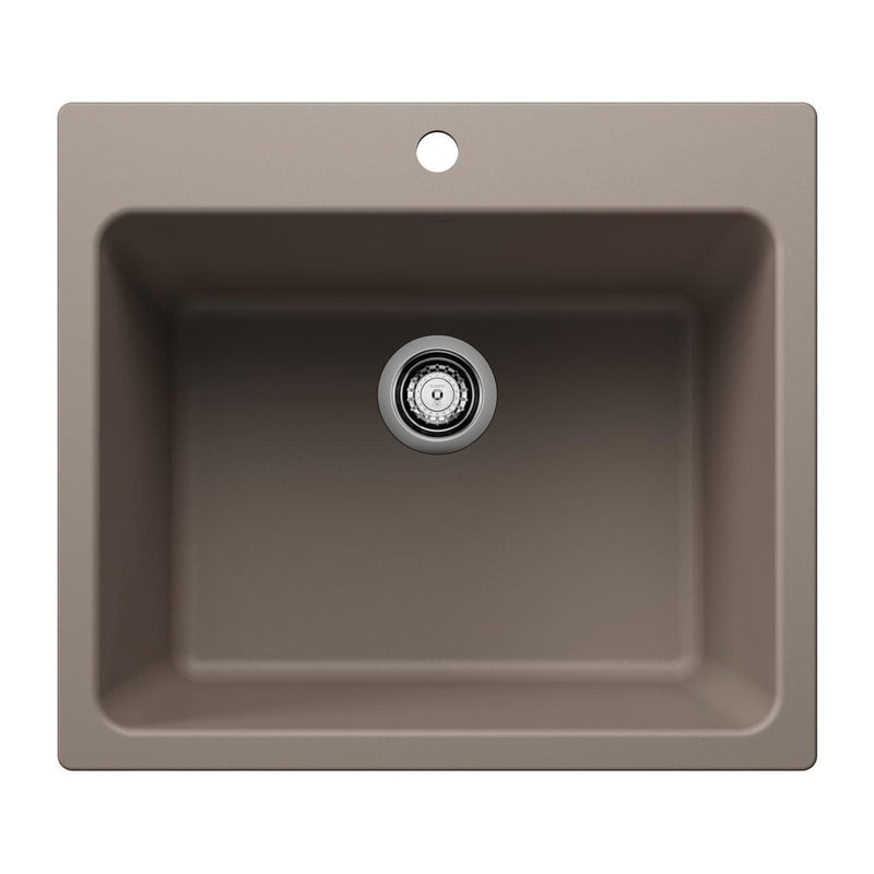 Blanco Liven SILGRANIT 25-in Single Bowl Dual Mount Laundry Sink, Truffle X8