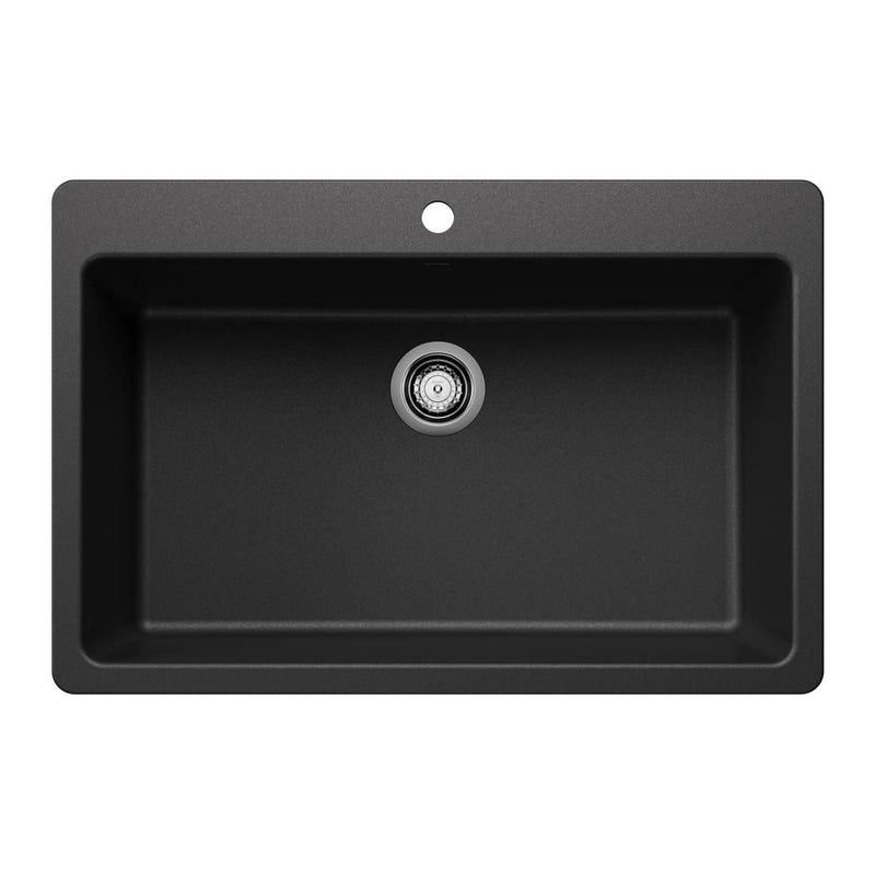 Blanco Liven SILGRANIT 33-in Super Single Dual Mount Kitchen Sink, Anthracite P6