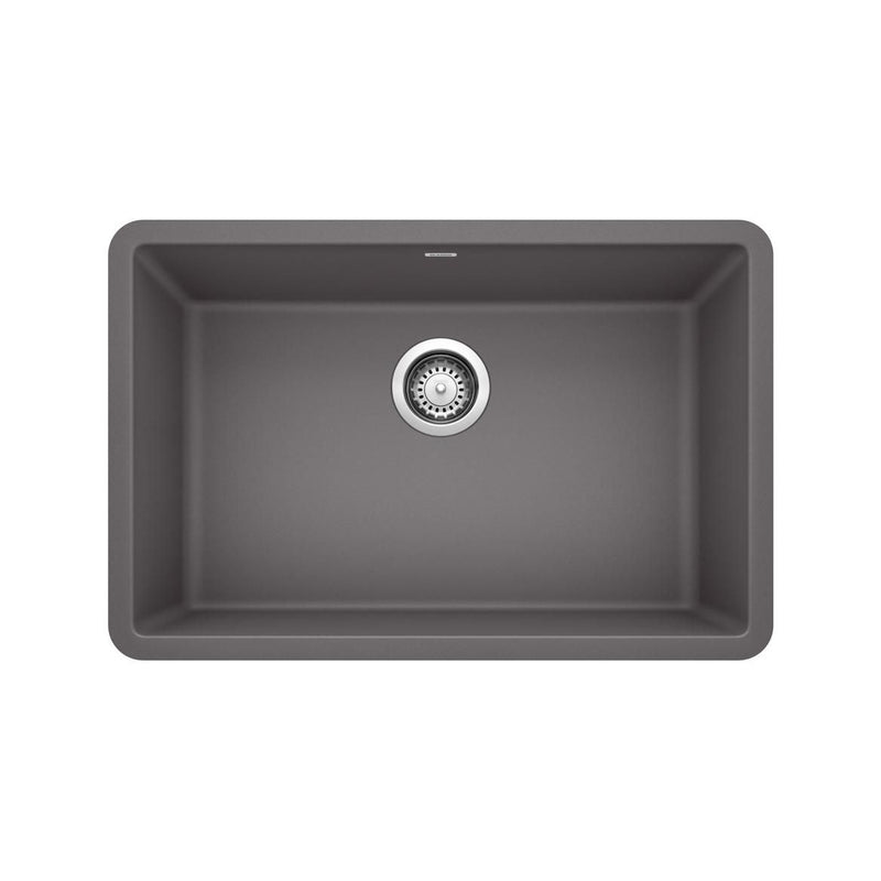 Blanco Precis SILGRANIT 27-in Single Bowl Undermount Kitchen Sink, Cinder C6