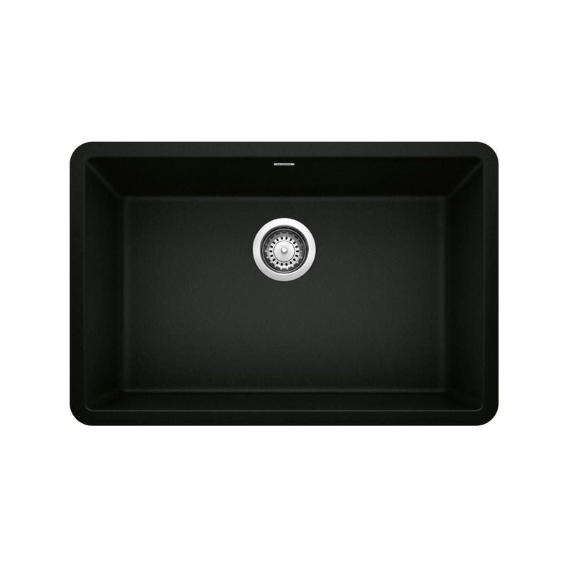 Blanco Precis SILGRANIT 27-in Single Bowl Undermount Kitchen Sink, Coal Black N4