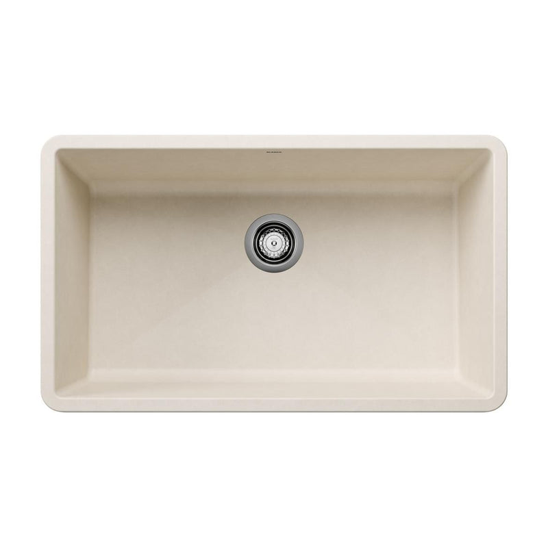 Blanco Precis SILGRANIT 32-in Super Single Undermount Kitchen Sink, Soft White B1