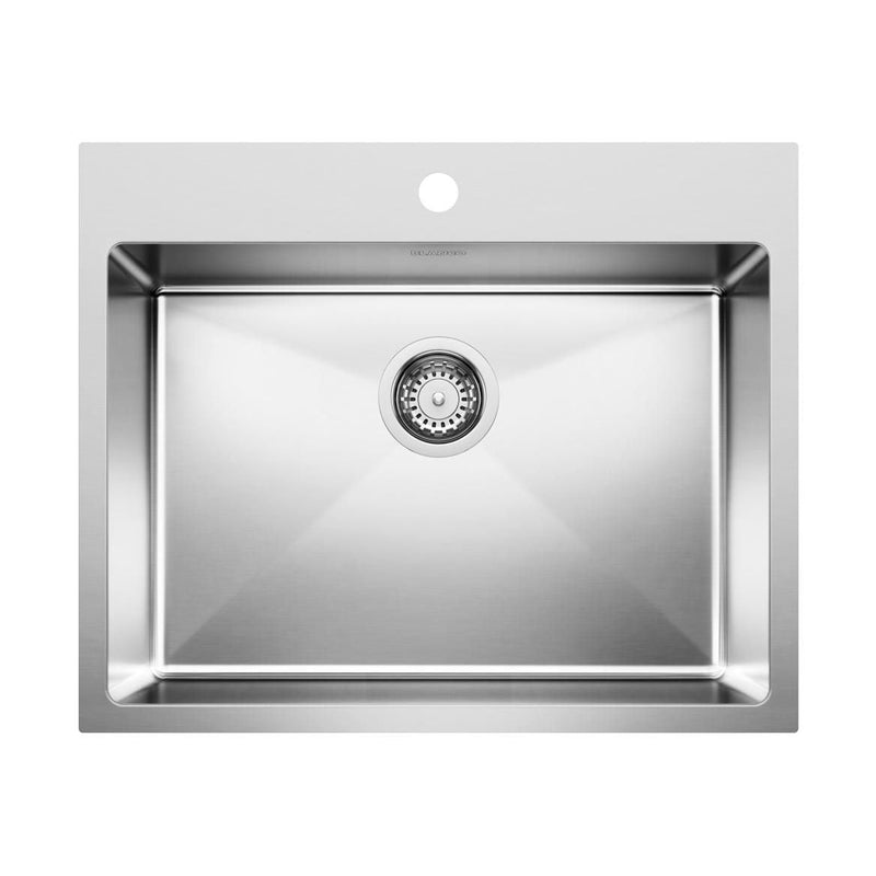Blanco Quatrus R15 25-in Single Bowl Dual Mount Stainless Steel Kitchen Sink K9