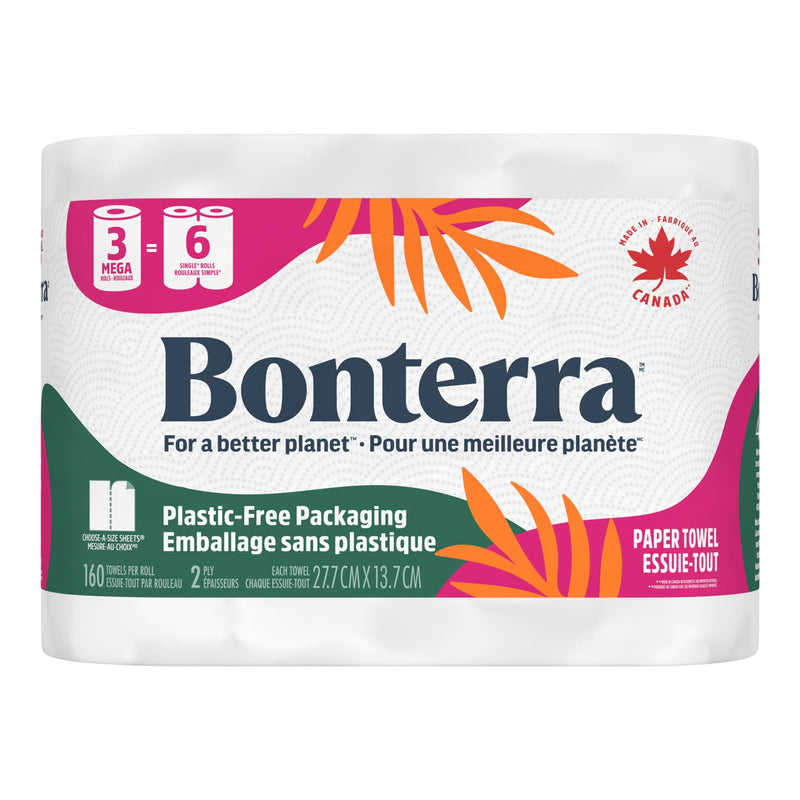 Bonterra Double Roll Paper Towel, 2-ply, 3-pk X0