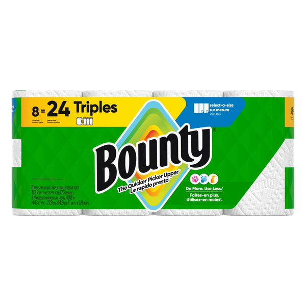 Bounty Select-A-Size Triple Roll Paper Towel, 2-ply, 8-pk N5