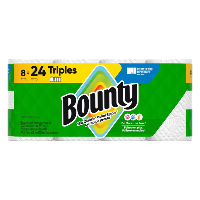 Bounty Select-A-Size Triple Roll Paper Towel, 2-ply, 8-pk N5