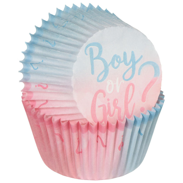 "Boy or Girl?" Baking Cups, Blue/Pink, 2-in, 75-pk, for Gender Reveal F4