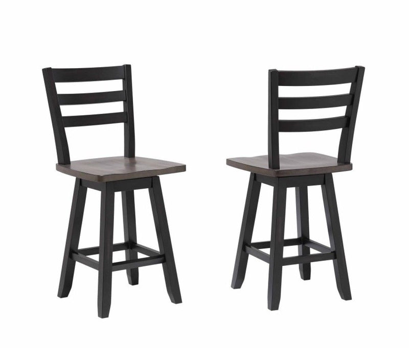 Brassex Aaron Oak/Dark Grey Swivel Counter/Bar Stool with Back Rest, 2-pc T7