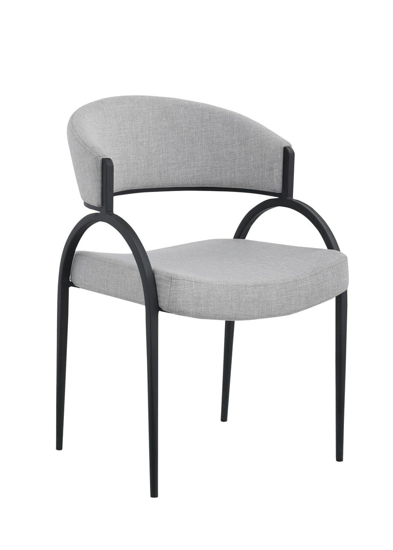 Brassex Alara Cream/Black Fabric Upholstered Dining Chair, 2-pc L8