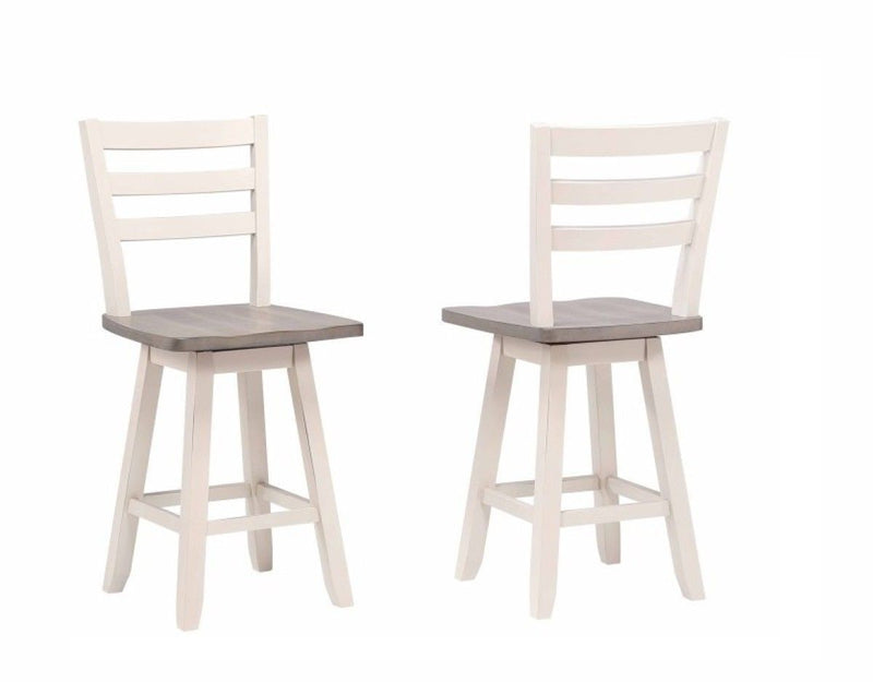 Brassex Alice Grey/White Swivel Counter/Bar Stool with Back Rest, 2-pc W7