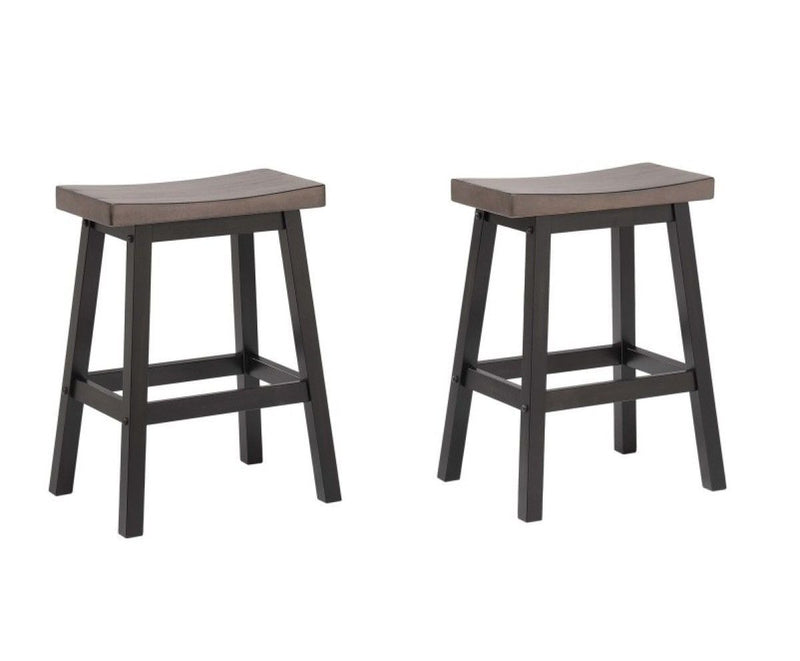 Brassex Arnold Oak/Dark Grey Counter/Bar Stool with Back Rest, 2-pc K8