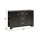 Brassex Ashton Freestanding Dining Buffet/Server with Storage, Dark Cherry