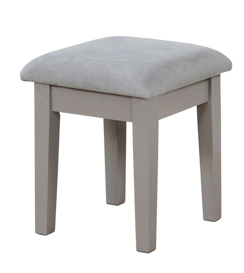 Brassex Cece 1-Drawer Grey Dressing Table Makeup Vanity Set with Stool and Mirror U6